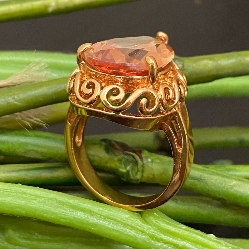 Unsigned Orange Cz Stone Teardrop Statement Fashi… - image 8